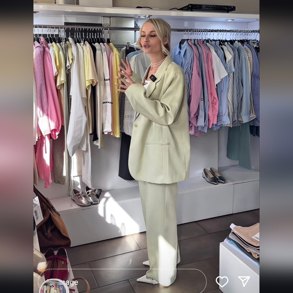 ZARA Matching Set * Satin Effect Blazer & Wide Pants - Picture 7 of 16